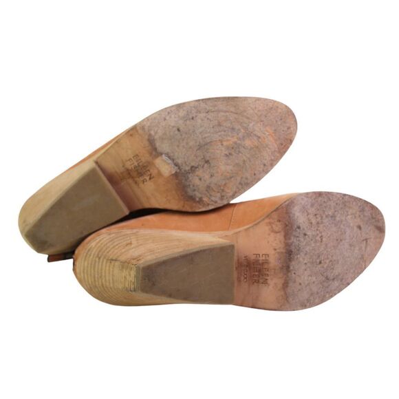 Eileen Fisher TAN BROWN REAL LEATHER SUEDE ZIP BACKSIDE MED HEEL ANKLE BOOTS 8 - Picture 7 of 9